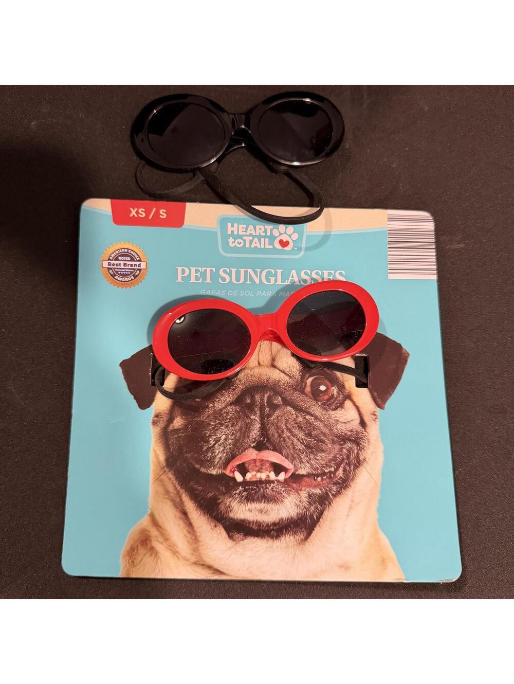 Heart to Tail Pet Sunglasses XS/S - two pairs Red and Black